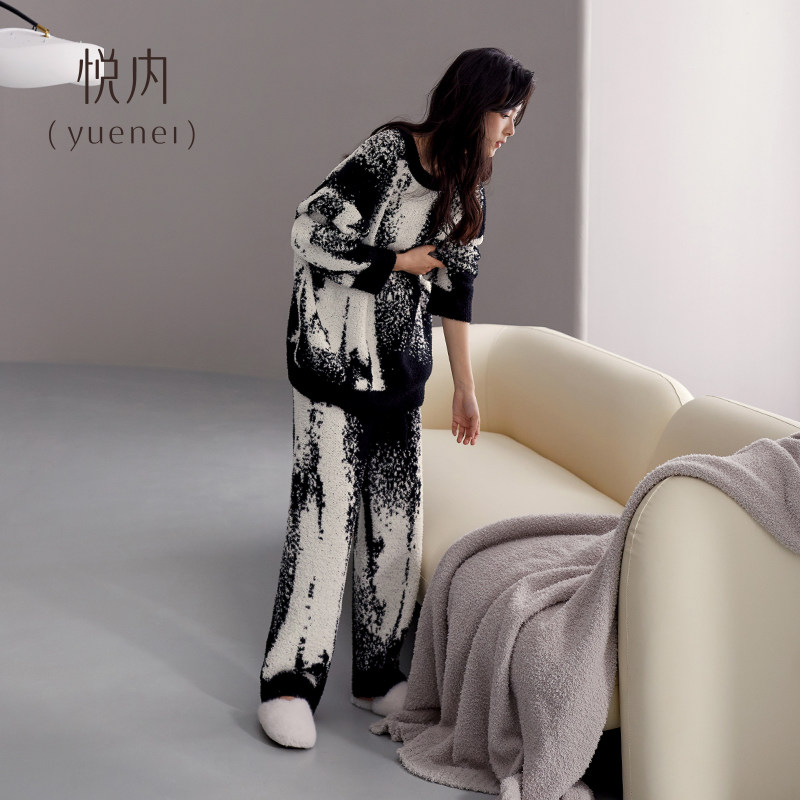 悦内半边绒睡衣女款秋冬季法兰绒加厚加绒珊瑚绒家居服时尚可外穿,女士内衣/男士内衣/家居服,睡衣/家居服套装,淘宝优惠券,粉丝福利购,淘宝优惠卷