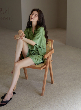 悦内睡衣女款夏季冰丝绸短袖短裤家居服夏款丝绸薄款仿真丝高级感