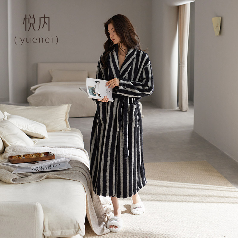 悦内睡袍女士睡衣秋冬款冬季珊瑚绒加绒加厚法兰绒大码长款浴袍裙,女士内衣/男士内衣/家居服,睡袍/浴袍,淘宝优惠券,粉丝福利购,淘宝优惠卷