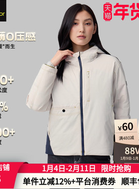 君羽辕辙羽绒服女700蓬白鹅绒轻薄短款保暖连帽时尚外套SC62022