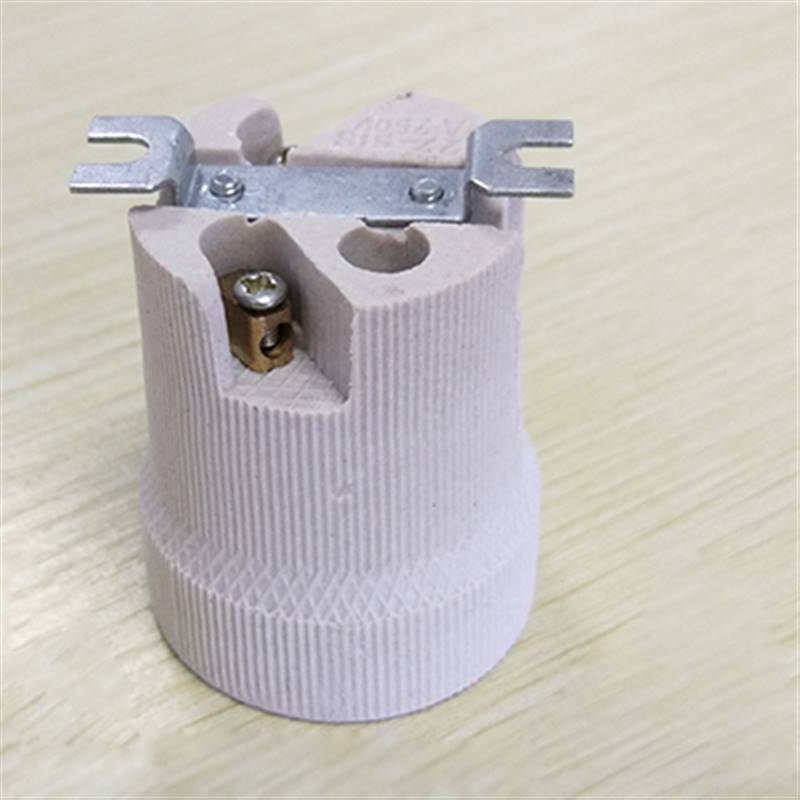 E27螺口陶瓷灯头罗口耐高温灯座全牙纯铜灯口加厚接线保温吸顶