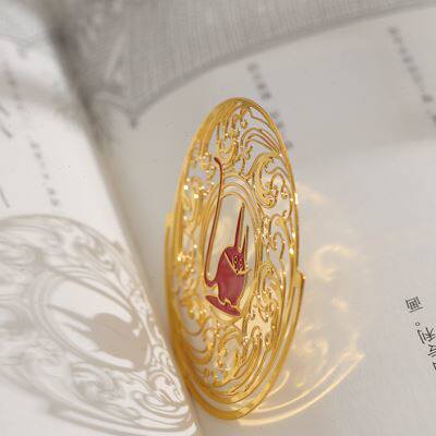 湖南省博物馆 狸猫镂空书签可爱卡通中国风纯铜文创意文具送礼物