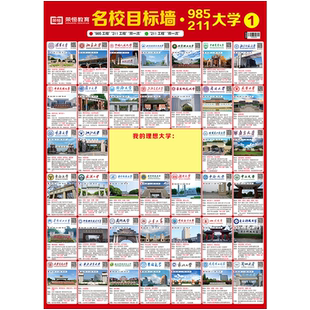 名校目标墙挂图2025正版介绍大学的书高考志愿填报指南高考选校预备解析985清华北大211中国世界著名专业解读大学简介招生指南简介