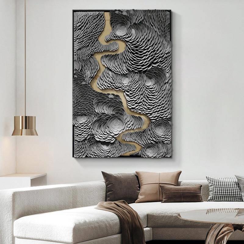 入户玄关装饰画立体艺术画现代简约轻奢客厅实物壁画竖版楼梯挂画图片