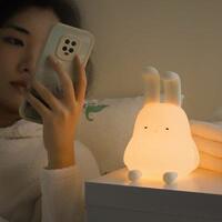 【好物體驗專享】折耳兔掛立兩用小夜燈充電拍拍燈