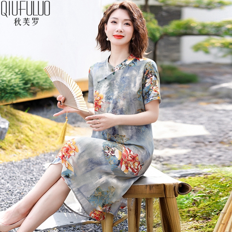 雪纺洋气连衣裙母亲节夏装