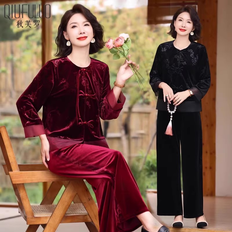 秋芙罗妈妈装秋季休闲套装