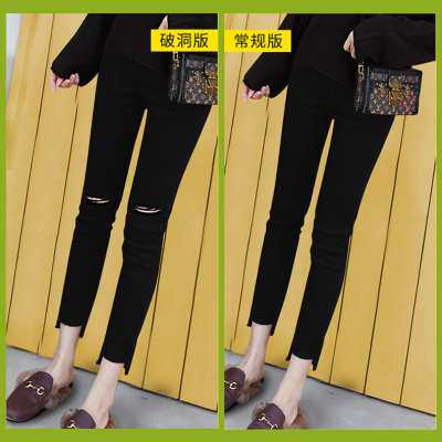 孕妇裤子夏季薄款外穿孕妇装春夏款2023新款小个子九分打底小黑裤