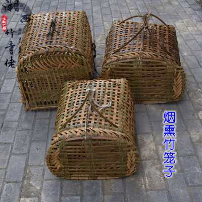 湘黔手工竹编烟熏鸡鸭笼宠物笼子猫狗笼动物竹笼大小鸡笼狗窝包邮