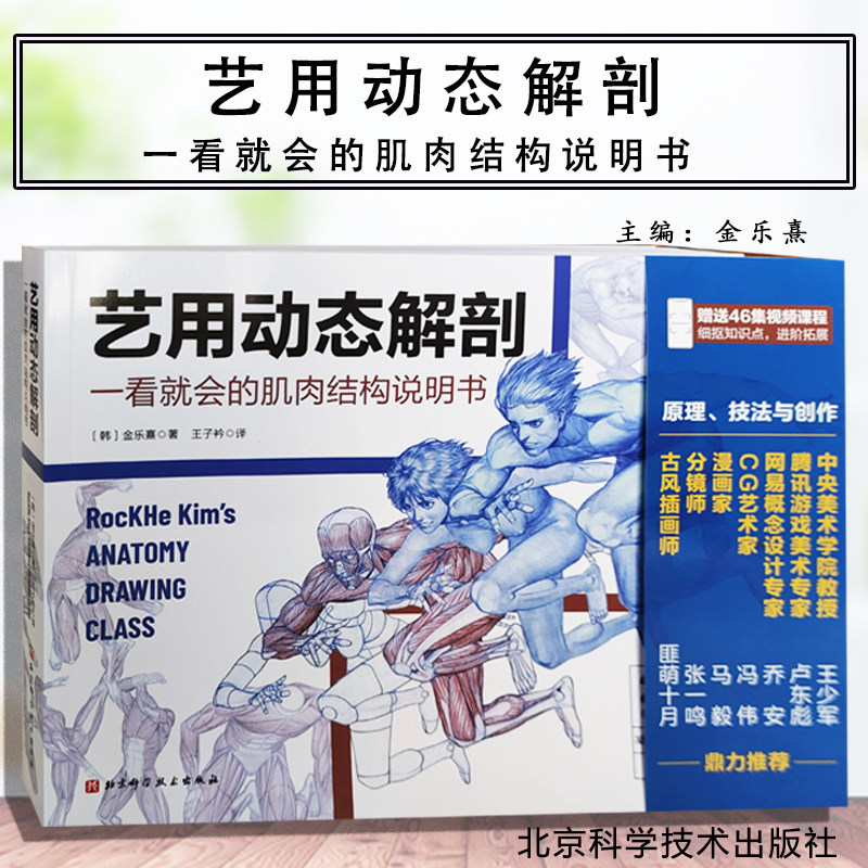 艺用动态解剖 赠46集视频课程素描绘画教学角色设计 漫威插画师金乐熹人体动态结构教程肌肉结构 多幅配图姿势精讲 人体绘画教材
