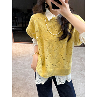 Sorrytin 精工艺 这个价你收到会笑的！珠片镂空花纱羊绒马甲背心