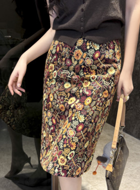 Sorrytin 没有半点可挑剔的点 民族风重工彩色花朵刺绣半身裙