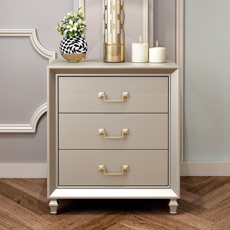 美式轻奢床头柜卧室床边柜实木网红柜现代多功能迷你储物柜收纳柜