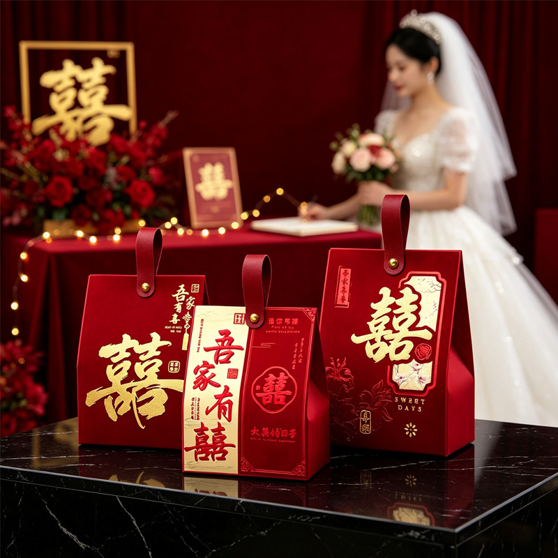 喜糖盒高档植绒结婚糖果包装盒订婚礼回礼包糖纸盒子空盒2026新款