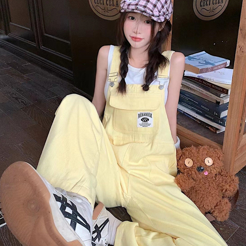 多巴胺奶fufu黄色牛仔背带裤女2025春夏设计感小个子休闲连衣裤潮