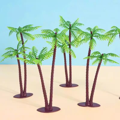 椰子树蛋糕装饰 植物小树海滩沙滩情景装饰插件 塑料仿真椰树摆件