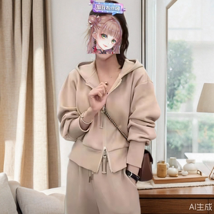 连帽卫衣外套阔腿裤两件套女春秋冬季新款小个子运动休闲显瘦套装