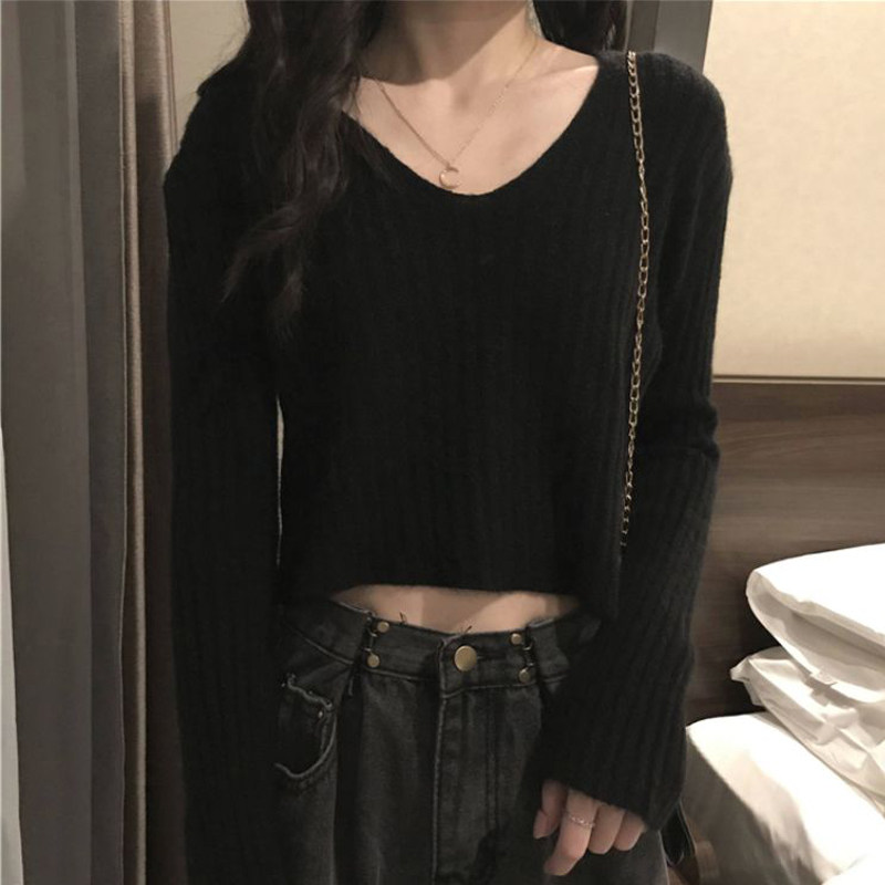 针织衫春秋冬季女新款高级长袖毛衣打底修身小个子精致短款上衣服