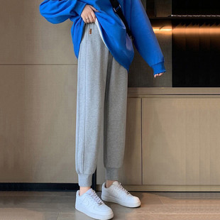 时尚户外运动裤女春秋款新款休闲卫裤秋冬加绒束脚学生萝卜哈伦裤