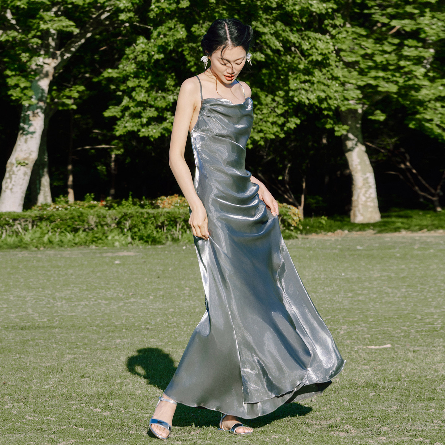 无线WUXIAN醒春人鱼灰色大裙摆长款成人礼生日会连衣裙礼服裙 - 无线WUXIAN出品