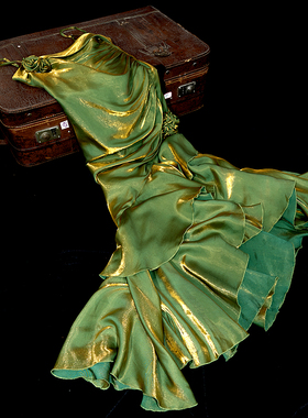 无线WUXIAN人鱼吊带大裙摆成人礼婚礼敬酒服宴会绿色连衣裙晚礼服