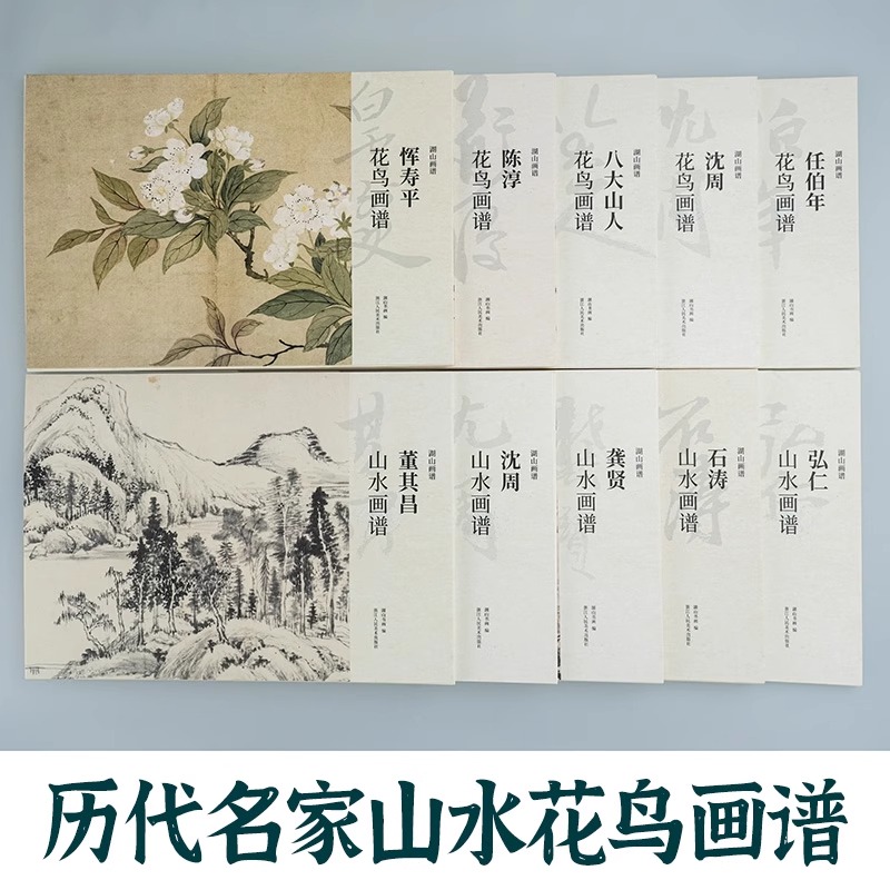 湖山画谱山水花鸟画墨竹谱册页 恽寿平陈淳沈周八大山人任伯年沈周弘仁石涛龚贤董其昌马远王蒙吴镇倪瓒黄公望国画水墨临摹卡画册