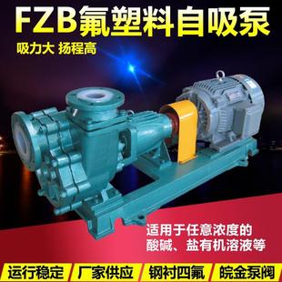 氟塑料自吸泵FZB钢衬四氟防腐蚀耐酸碱合金化工离心大吸力抽水泵