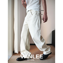 VANLEE 25ss美式复古水显高洗做旧弯刀牛仔裤男宽松裤子