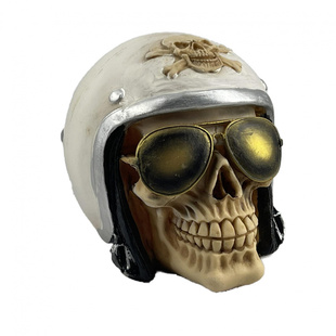 万圣节白色头盔树脂头骨恐怖鬼头骷髅头道具整蛊玩具家居装饰