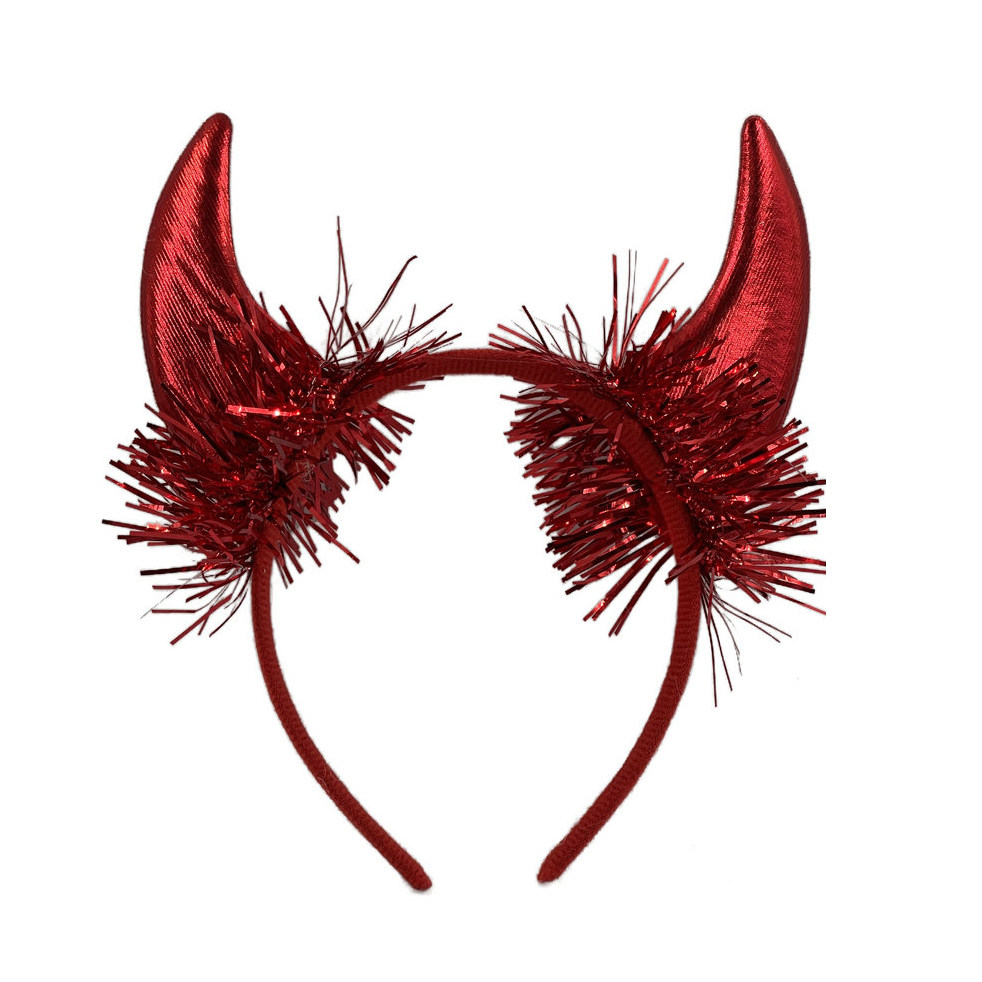 万圣节牛角头饰头箍恶魔黑暗精灵魔鬼牛角装扮头饰恶魔三叉套装