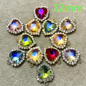 单吊透底月光桃心玻璃围边水晶扣单孔冰透爱心吊坠diy手项链饰品