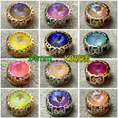 14mm卫星摩卡荧光鸟巢爪钻圆形K9玻璃水晶手缝钻 diy服装 婚纱饰品