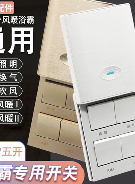 家用86型浴霸专用开关通用16A大功率四开五开五合一浴室防水滑盖