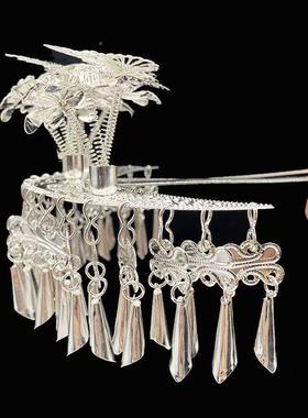 族头饰少汉数民族发饰短流发苏发簪苗银簪侗族发梳苗BD100623古装