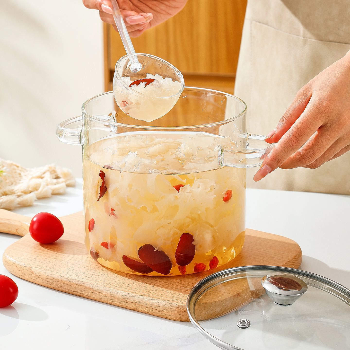 电陶炉专用小锅家用大号养生玻璃汤锅电陶炉煮锅耐高温可明火加热