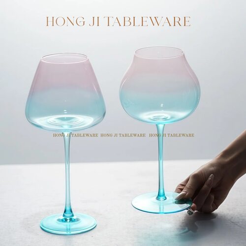渐变粉蓝高脚杯轻奢水晶