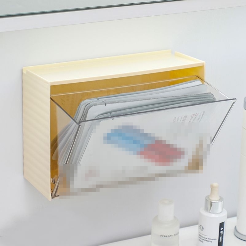 壁挂面膜收纳盒防尘卫生间浴室收纳神器镜柜口红化妆品置物架带盖