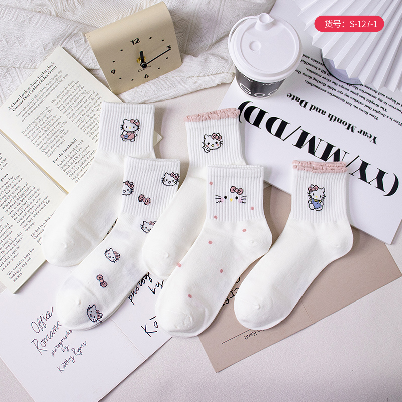 袜子女春款中筒袜卡通可爱防臭袜