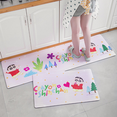 蜡笔小新厨房地垫可擦免洗厨房专用地毯防滑防油pvc皮革厨房脚垫