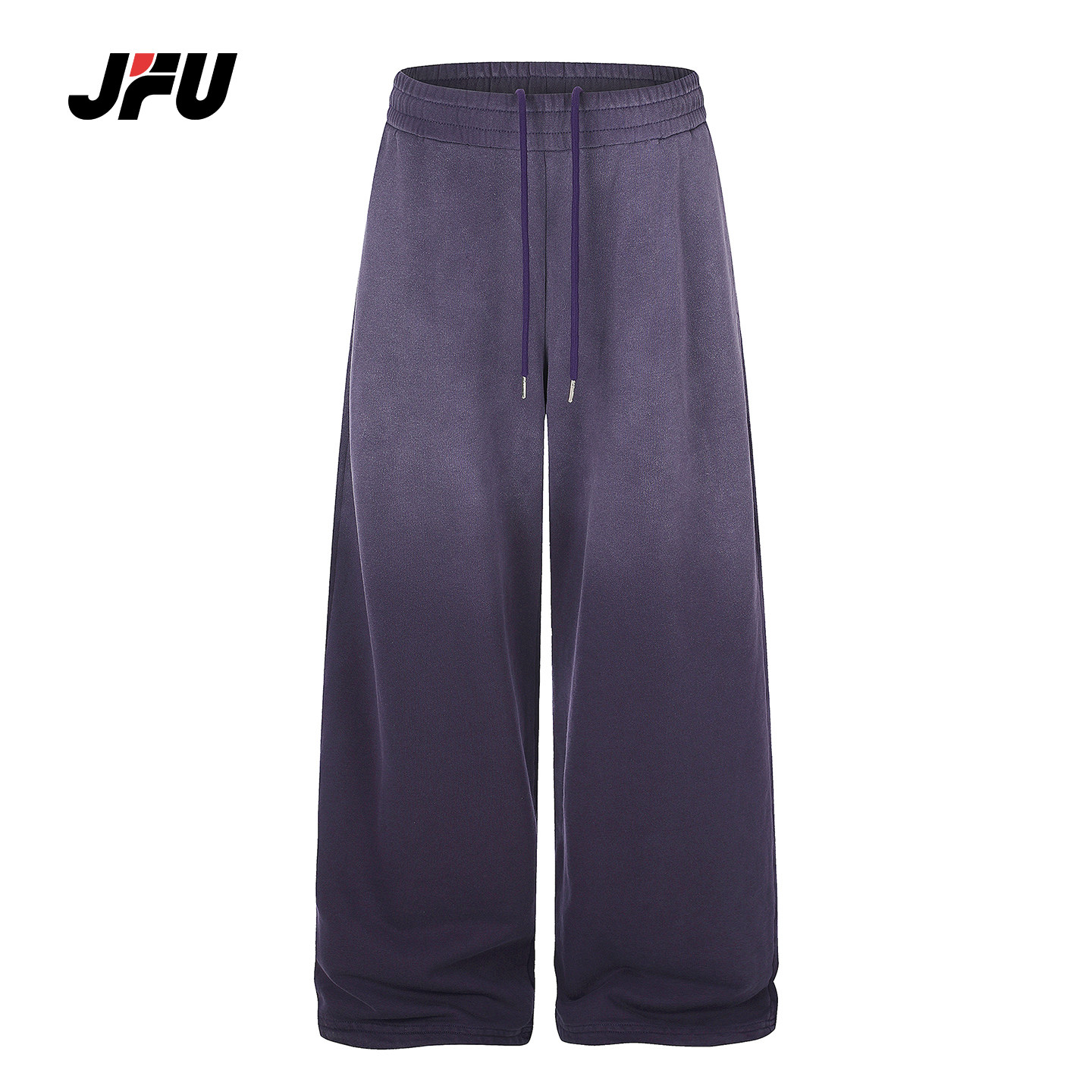 JFU潮牌复古水洗渐变抽绳卫裤