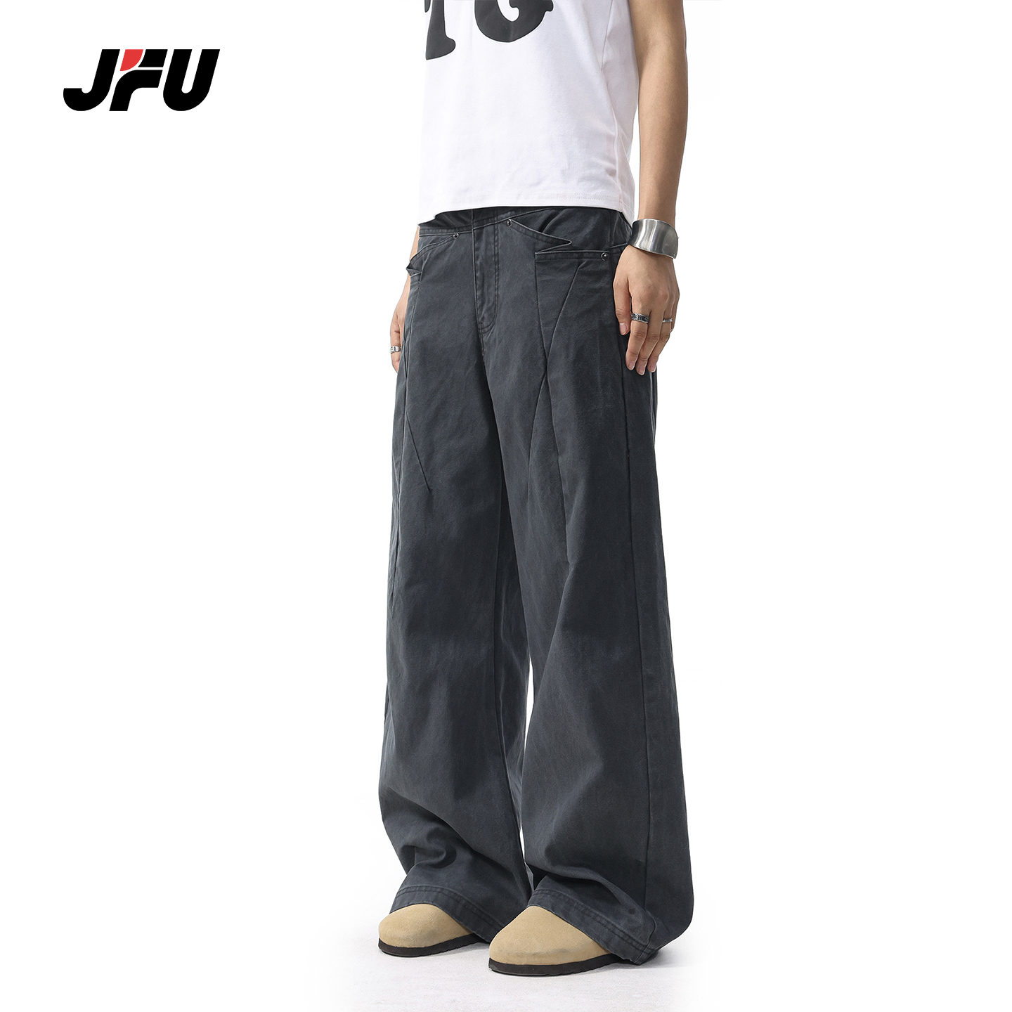 JFU夏季美式高街复古休闲工装裤