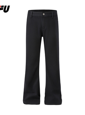 JFU潮牌 春季新款美式极简风微喇牛仔裤男百搭显腿高街休闲长裤