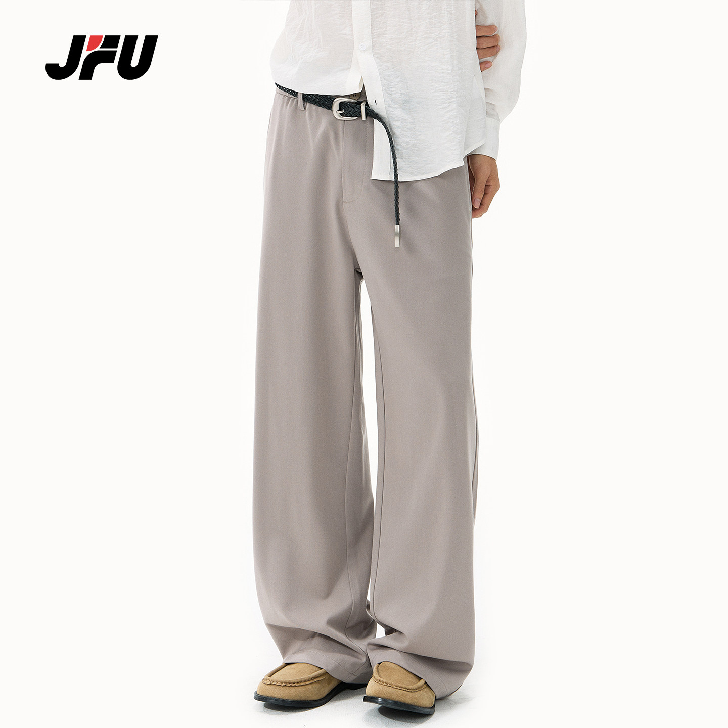 JFU潮牌复古老钱风阔腿男长裤
