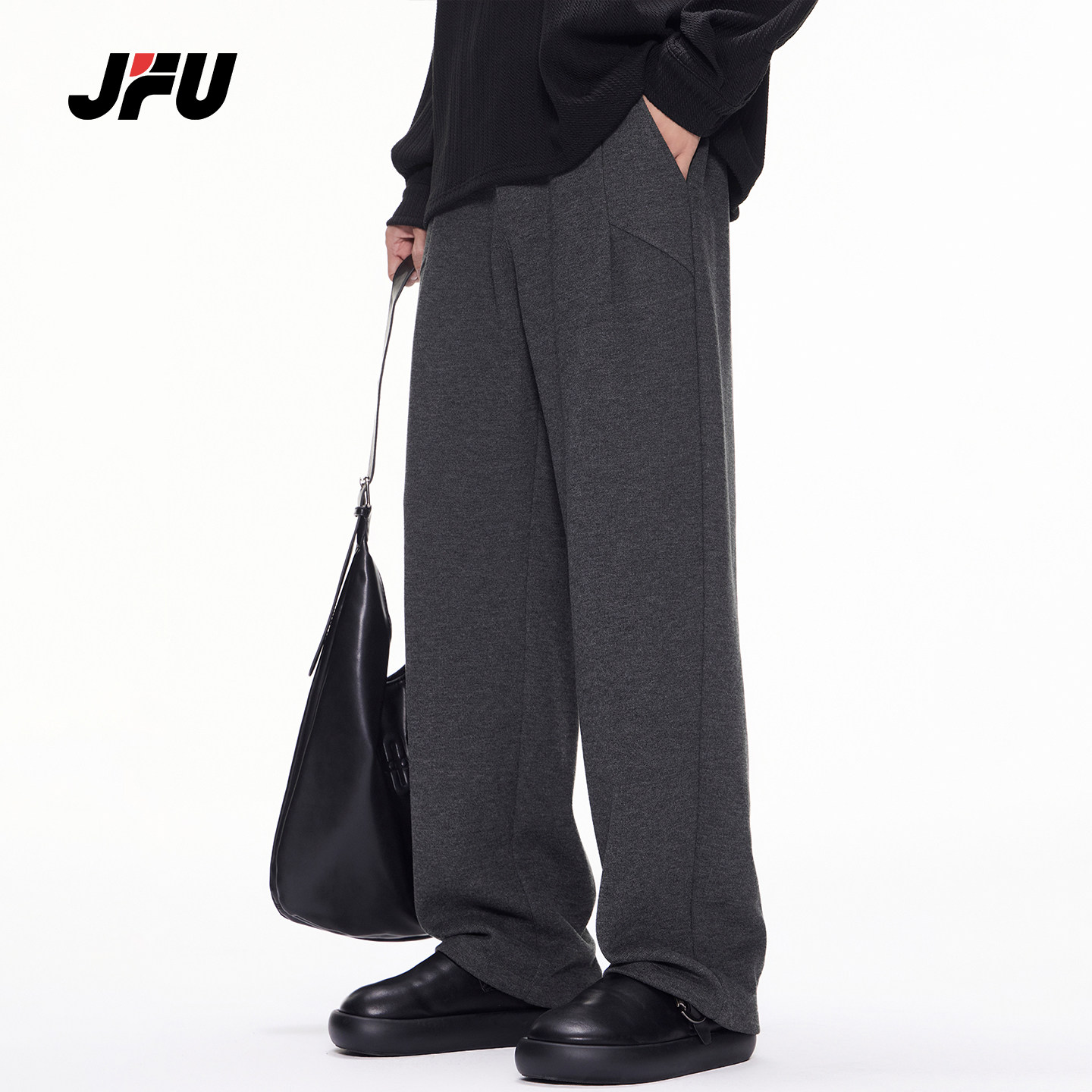 JFU潮牌 秋冬羊毛慵懒老钱风宽松直筒阔腿休闲长裤高级感西裤男