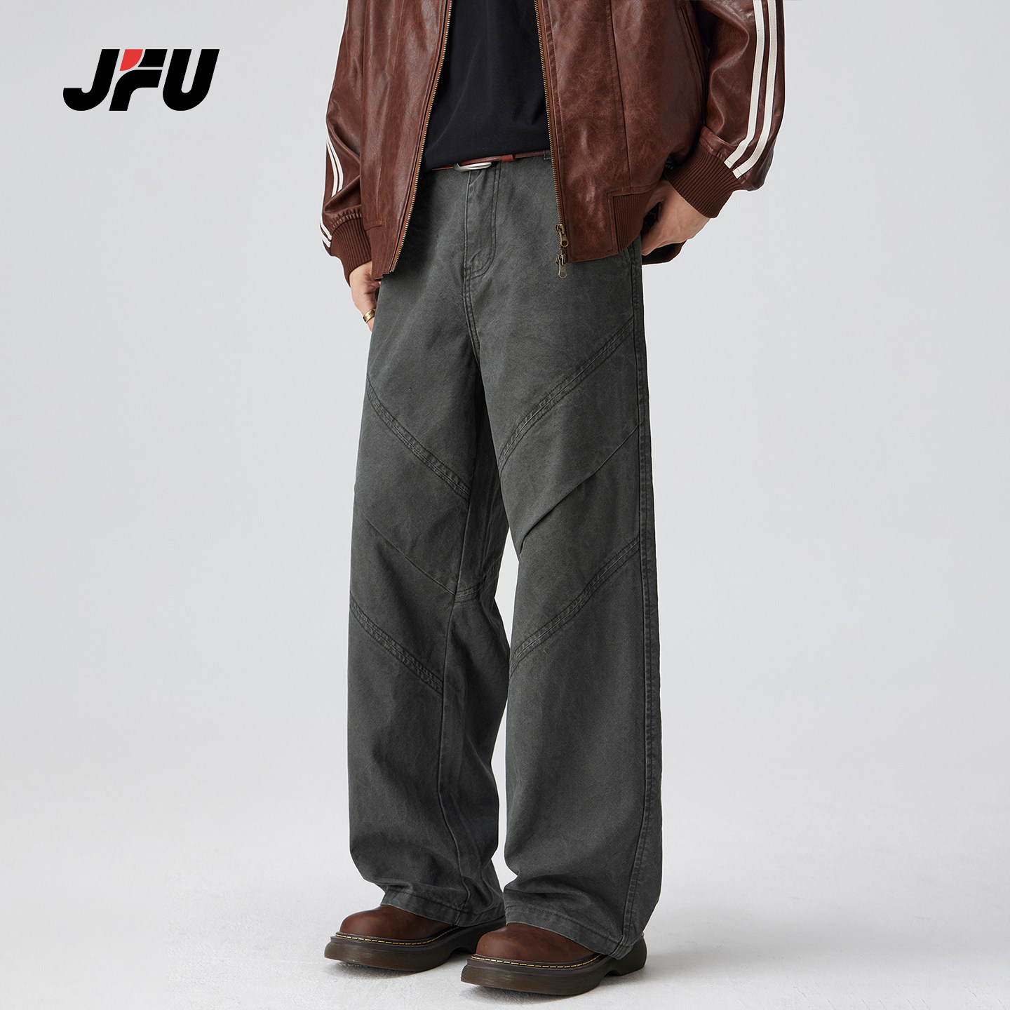 JFU潮牌美式复古阔腿工装休闲裤图片