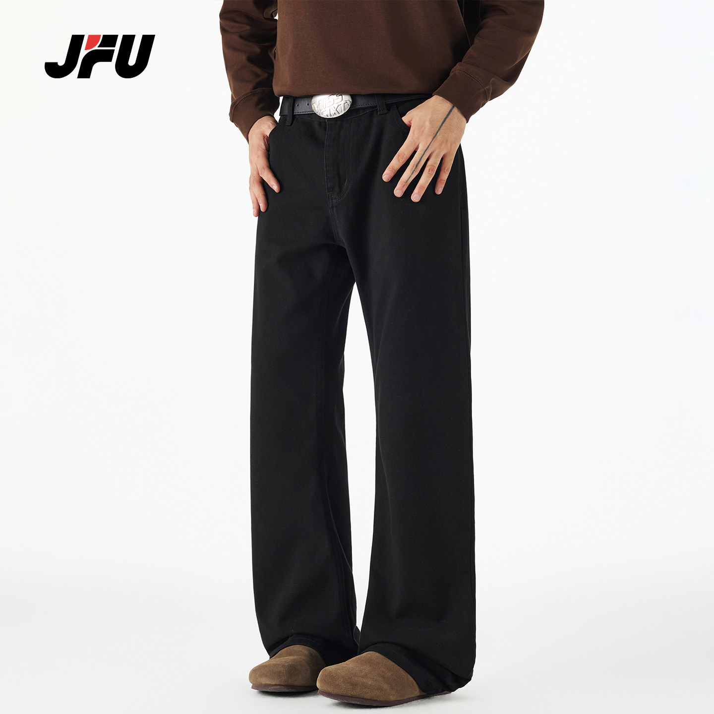 JFU潮牌男微喇牛仔裤显瘦宽松