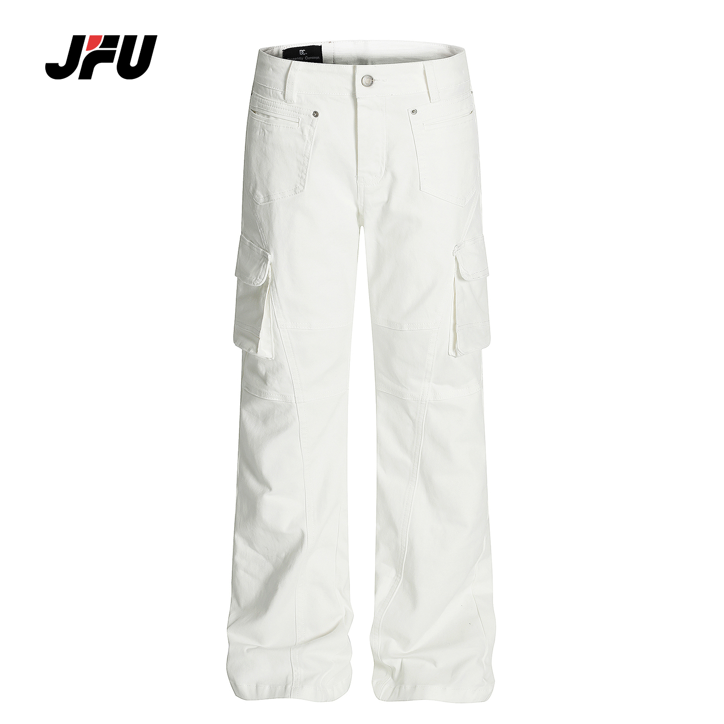 JFU潮牌美式复古直筒工装牛仔裤