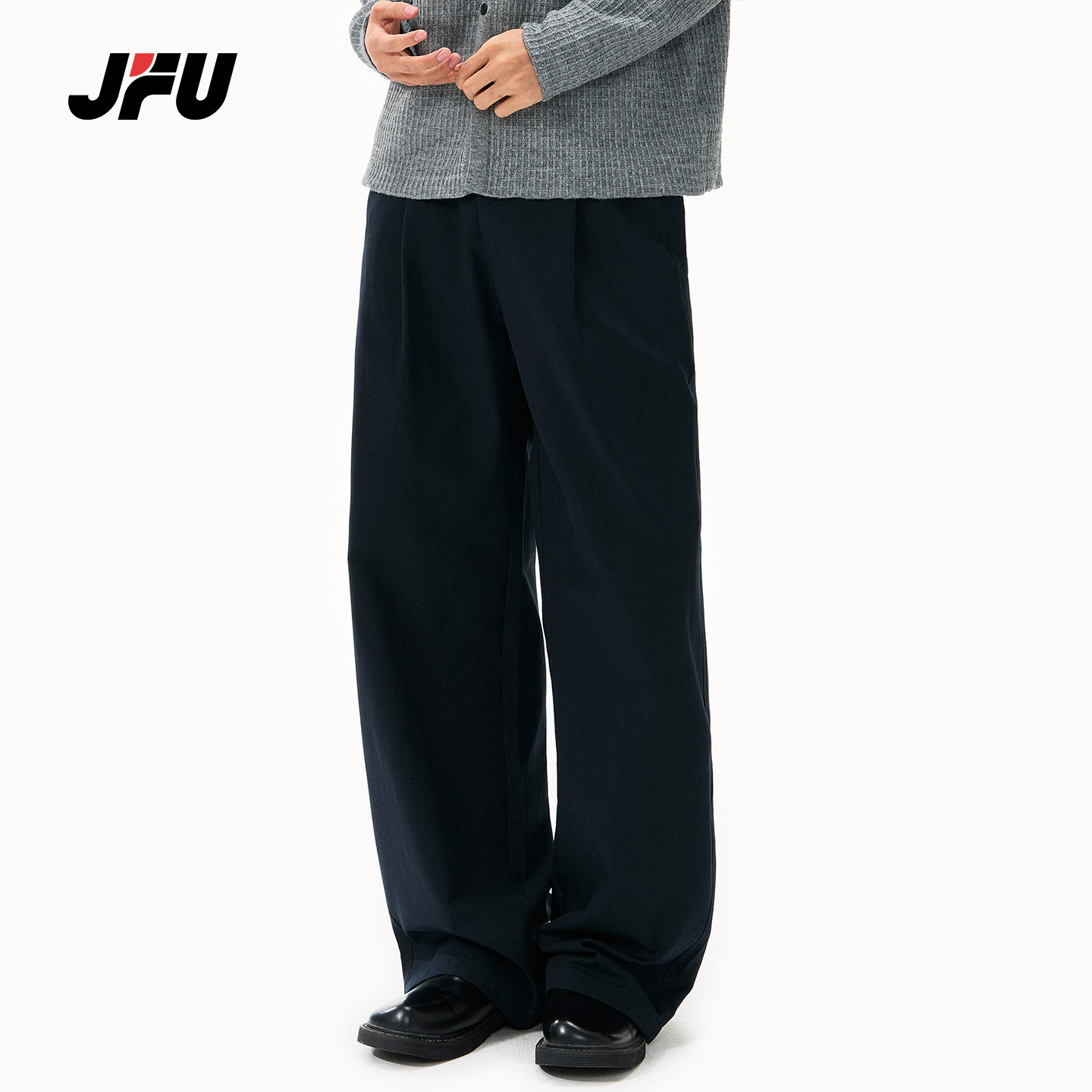 JFU潮牌男士复古垂感阔腿长裤