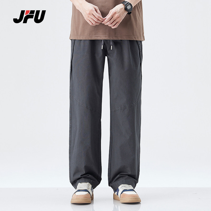 JFU春季新款美式复古直筒休闲工装裤男款户外运动宽松长裤子