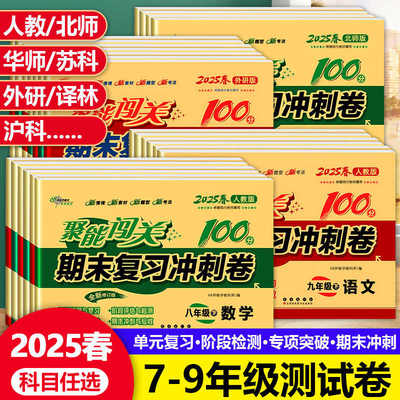 2025春聚能闯关初中期末复习冲刺卷100分七八九年级中考上册下册初一真题试卷全套数学语文英语政治历史地理生物物理人教北师大版